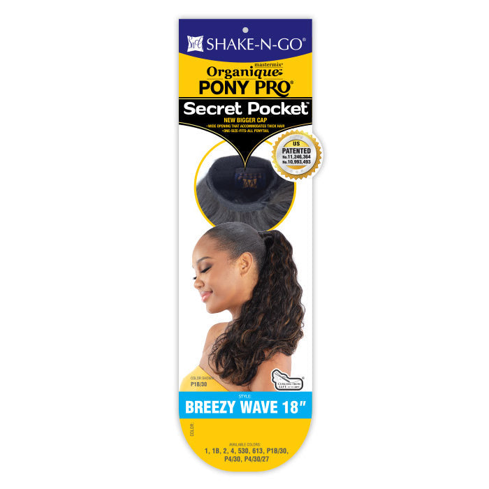 Shake N Go Organique Pony Pro Secret Pocket Ponytail - BREEZY WAVE 18" Alexwigs