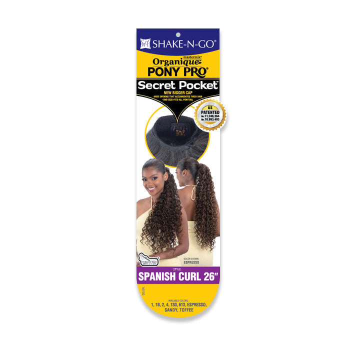 Shake N Go Organique Pony Pro Secret Pocket Ponytail - SPANISH CURL 26" Alexwigs