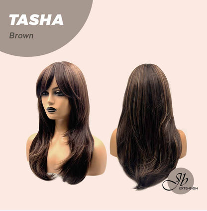 JBEXTENSION 24 Inches Wolf Cut Brown Women Wig With Bangs TASHA BROWN Alexwigs