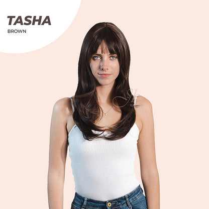 JBEXTENSION 24 Inches Wolf Cut Brown Women Wig With Bangs TASHA BROWN Alexwigs