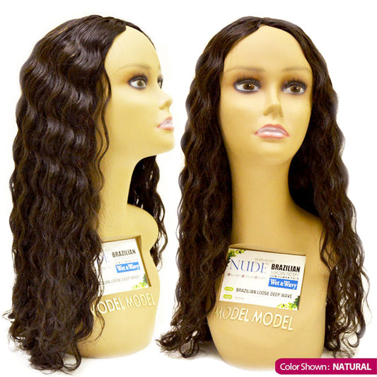 Model Model Nude Blue Virgin Remy 100% Human Hair Weaves - BRAZILIAN LOOSE DEEP WAVE 16" Alexwigs