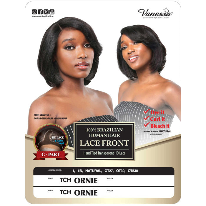 Vanessa 100% Brazilian Human Hair Swiss Silk C-Part Lace Front Wig - TCH ORNIE Alexwigs