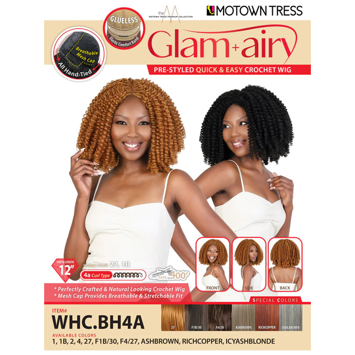 MOTOWN TRESS GLAM+AIRY GLUELESS PRE-STYLED QUICK & EASY CROCHET WIG 12 INCH - WHC.BH4A Alexwigs