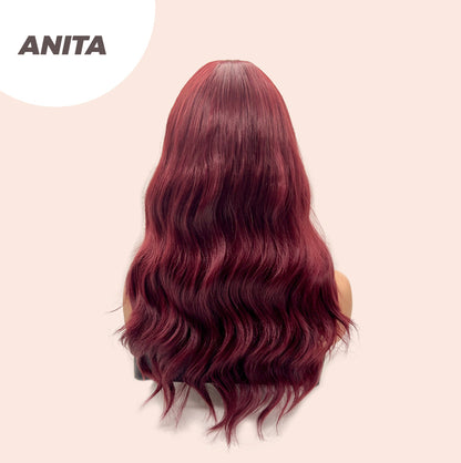 JBEXTENSION 22 Inches Red Body Wave Wig With Bangs ANITA Alexwigs