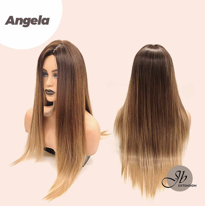 JBEXTENSION 28 Inches Nature Straight Mix Blonde Ombre Wig ANGELA Alexwigs