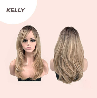 JBEXTENSION 22 Inches Mix Blonde Medium Length Hair Wig KELLY Alexwigs