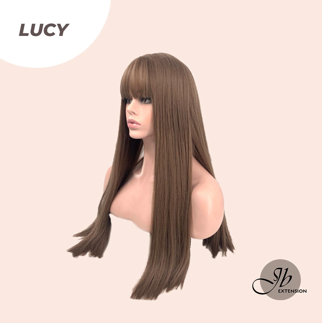 JBEXTENSION 24 Inches Nature Straight Ombre Light Brown Wig With Bangs LUCY Alexwigs