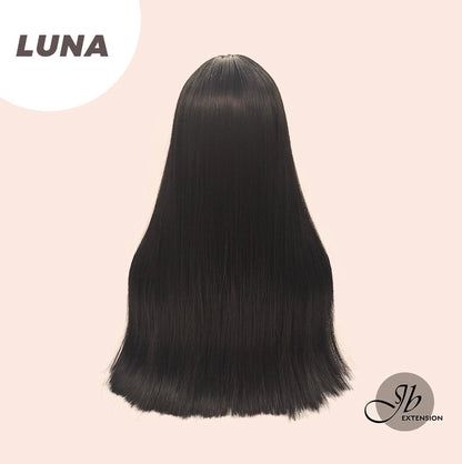JBEXTENSION 24 Inches Long Straight Jet Black Wig With Bangs LUNA Alexwigs