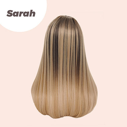 JBEXTENSION 22 Inches Nature Straight Ombre Blonde With Dark Root Wig With Bangs SARAH Alexwigs