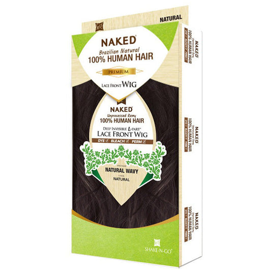 Shake-N-Go Naked 100% Unprocessed Remy Human Hair Deep Invisible L-Part Lace Front Wig NATURAL WAVY Alexwigs