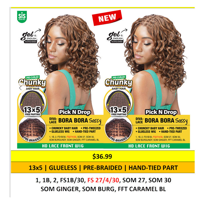 Chunky By Zury Sis Glueless 13x5 Pre-Braided HD Lace Front Wig - BORA BORA SASSY Alexwigs