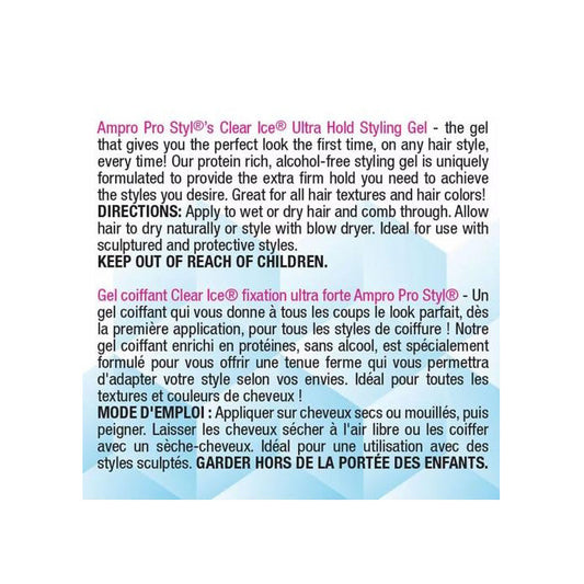 Ampro Style Clear Ice Ultra Hold Styling Gel 8.8 Oz