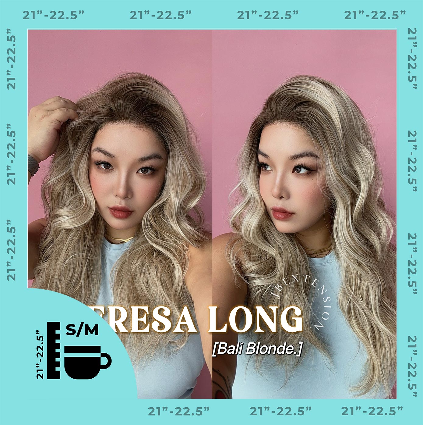 JBEXTENSION 22 Inches Long Bali Blonde Pre-Cut Snowflake Lace Frontlace Glueless Wig TERESA LONG BALI BLONDE【PERMATEASE】【BENDY EAR TABS】 Alexwigs