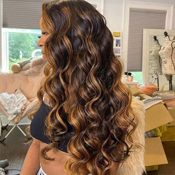 #1B/30 Balayage Highlight Wig Body Wave 4x4 HD Lace Closure Human Hair Wigs | Real HD Lace Alexwigs