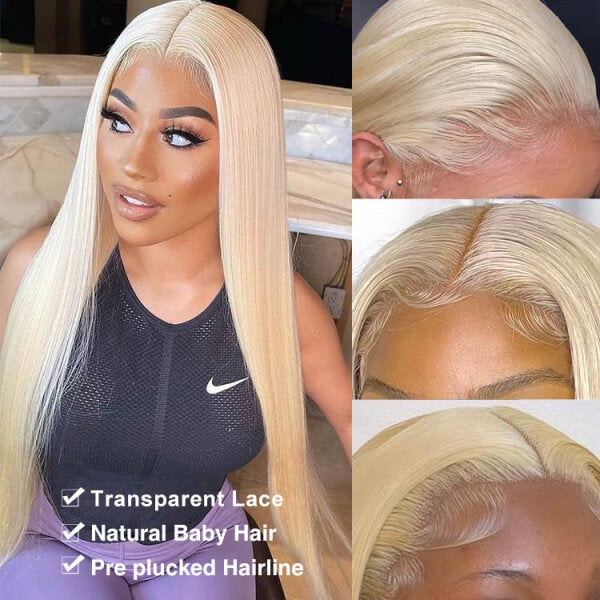 #613 Blonde Glueless Pull Go Drawstring Wigs Silky Straight 13x6 Full Lace Front Wig Alexwigs