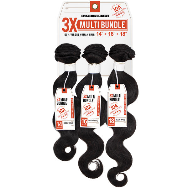 Sensationnel 10A Unprocessed 100% Virgin Human Hair 3X Multi Bundle Weave - BODY WAVE 14" Alexwigs