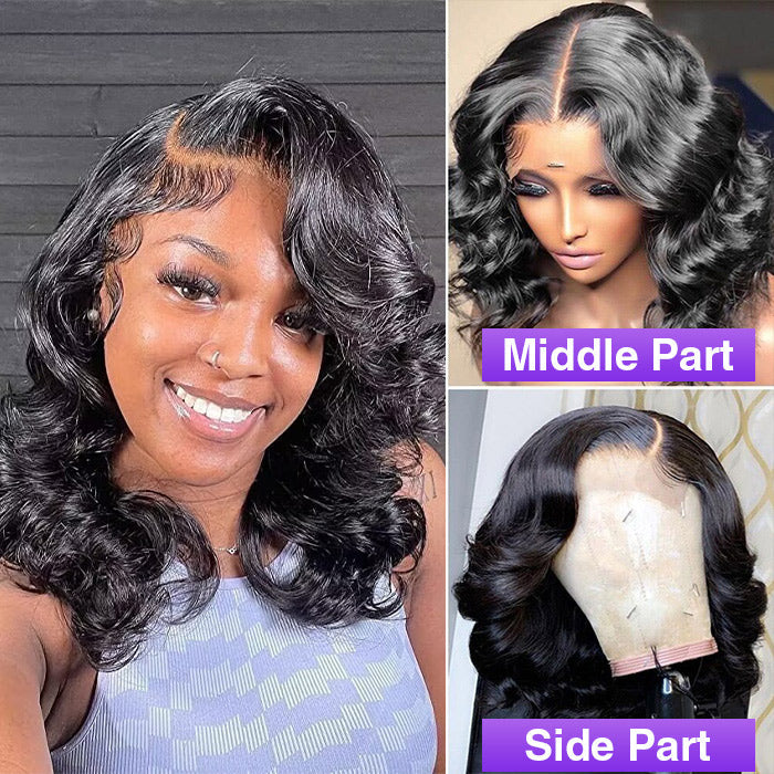 14 Inch Body Wave Short bob Wigs 5x5 Lace Closure Wigs Human Hair 100% Real Human Hair Wig Alexwigs