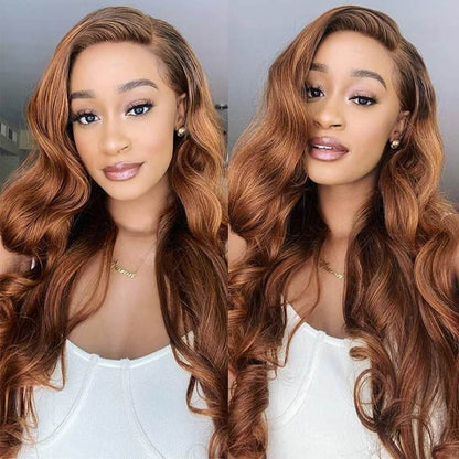 #30 Chestnut Brown Lace Front Wigs Body Wave Human Hair Fall Color Wigs For  Women Alexwigs