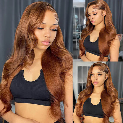 #30 Chestnut Brown Lace Front Wigs Body Wave Human Hair Fall Color Wigs For  Women Alexwigs