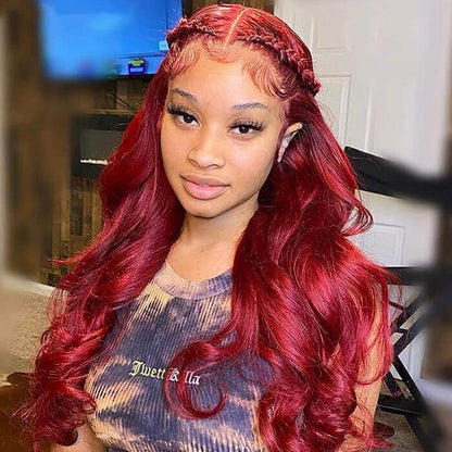 13x6 HD Lace Front Wig Human Hair Wigs 99J Burgundy Pre-Plucked Remy Human Hair Deep Part Wigs Alexwigs