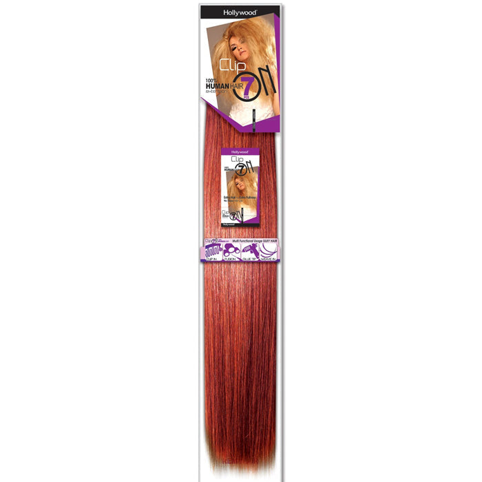 Hollywood Clip On-7 100% Human Hair Extension - STRAIGHT 7 Pcs (14/18/20") Alexwigs