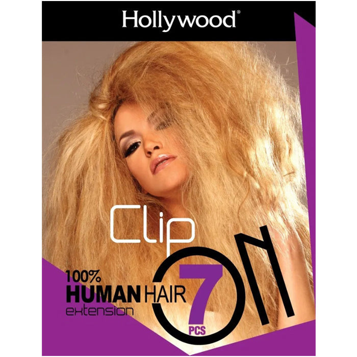 Hollywood Clip On-7 100% Human Hair Extension - STRAIGHT 7 Pcs (14/18/20") Alexwigs