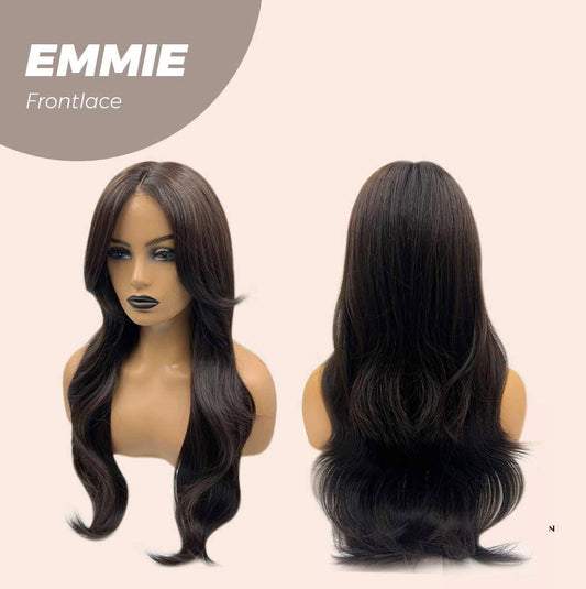 JBEXTENSION 26 Inches Curly Women Tea Black Darkest Brown Wig Pre-Cut Frontlace Glueless Wig EMMIE Alexwigs