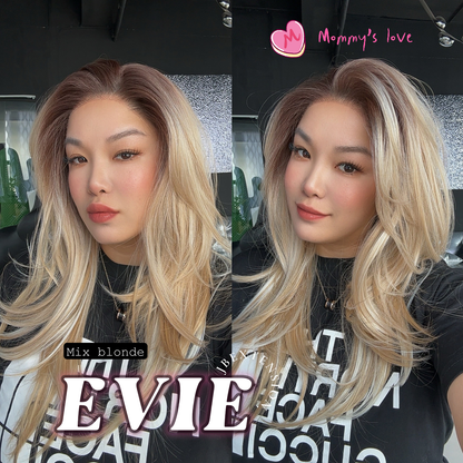 JBEXTENSION 22 Inches Mix Blonde Pre-Cut Free Part Frontlace Glueless Wig EVIE MIX BLONDE Alexwigs