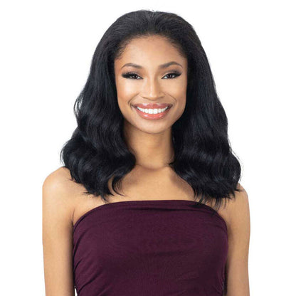 Freetress Equal Natural Me Drawstring Fullcap Half Wig - NATURAL PRESSED WAVES Alexwigs