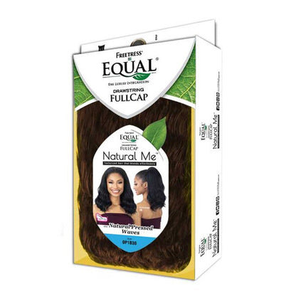 Freetress Equal Natural Me Drawstring Fullcap Half Wig - NATURAL PRESSED WAVES Alexwigs
