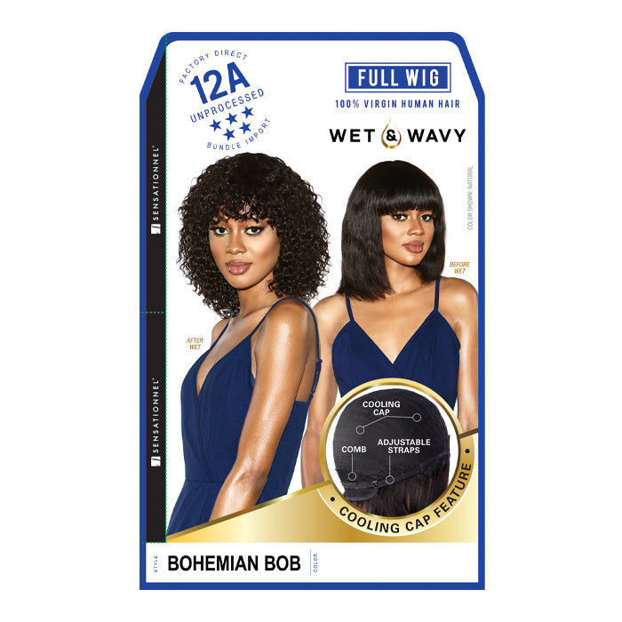 Sensationnel 12A 100% Virgin Human Hair Wet & Wavy Full Wig - BOHEMIAN BOB Alexwigs