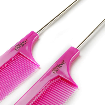 Firstline Evolve 2-Pack Metal Tip Rat Tail Comb Alexwigs