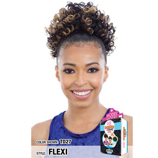 Model Model Synthetic Ponypom and Bang Drawstring Ponytail - FLEXI Alexwigs