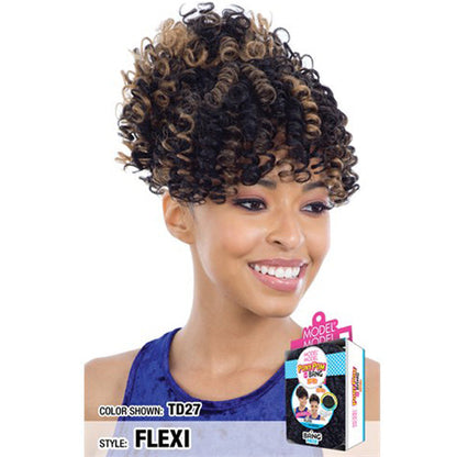 Model Model Synthetic Ponypom and Bang Drawstring Ponytail - FLEXI Alexwigs