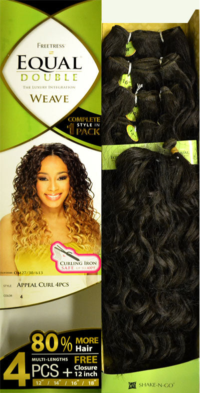 Freetress Equal Double Weave APPEAL CURL 4 Pcs (12"/14"/16"/18" + Closure 12") Alexwigs