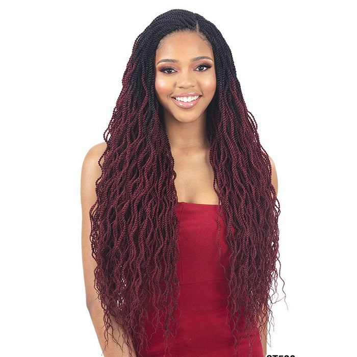 Model Model Glance Crochet Braids - WAVY FEATHERED TWIST BRAID 24" 3X Alexwigs