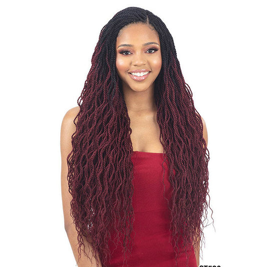 Model Model Glance Crochet Braids - WAVY FEATHERED TWIST BRAID 24" 3X Alexwigs