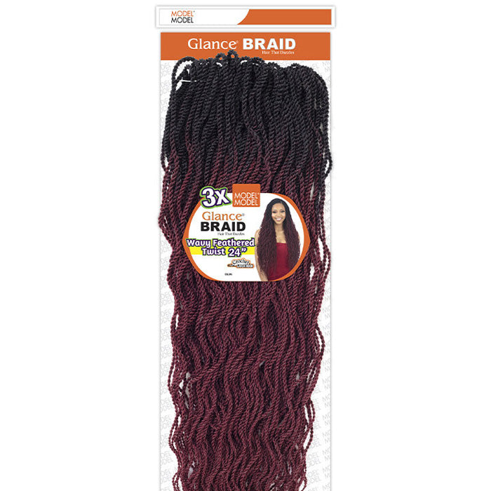 Model Model Glance Crochet Braids - WAVY FEATHERED TWIST BRAID 24" 3X Alexwigs