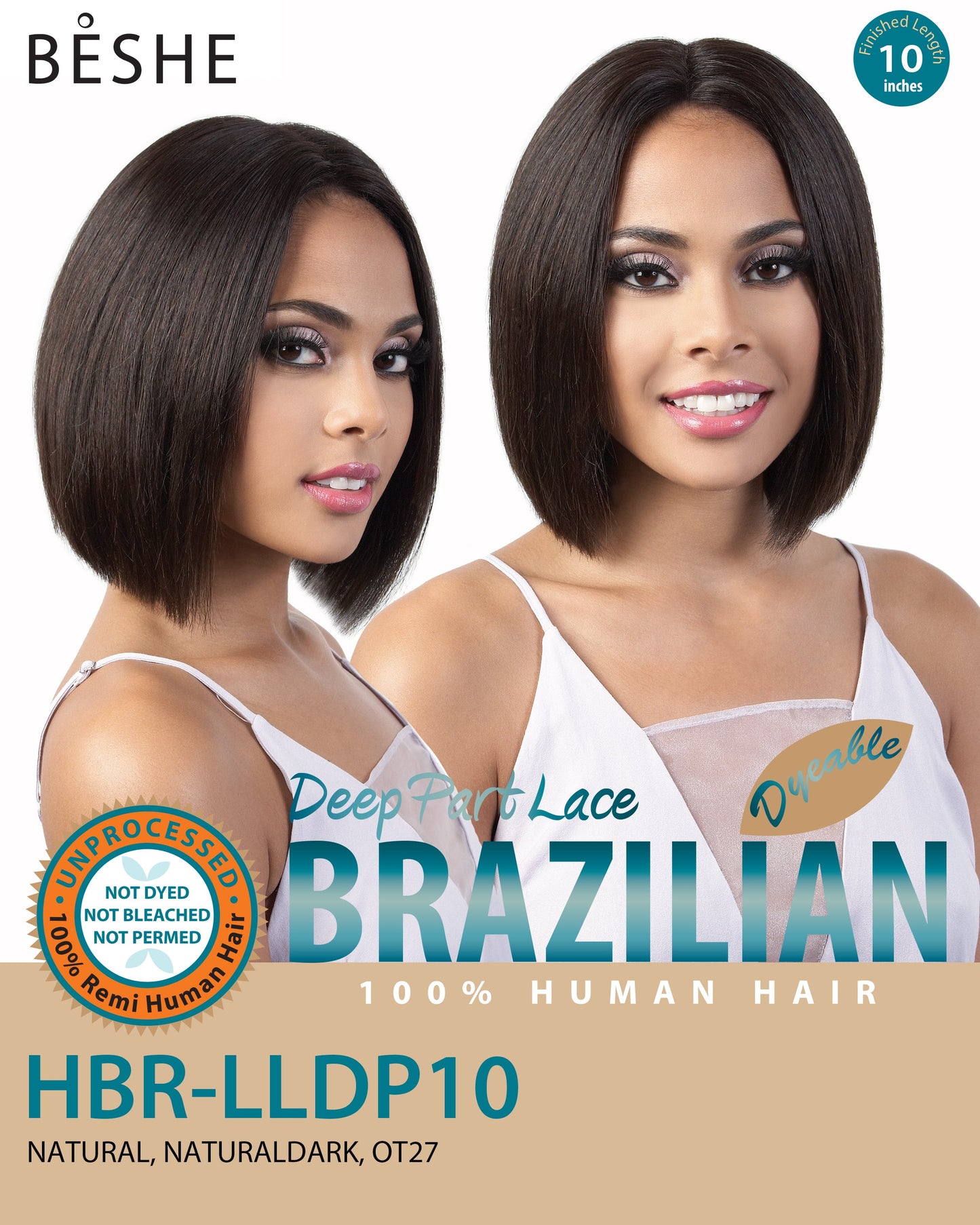 Beshe Brazilian Virgin 100% Remi Human Hair Lace Deep Part Wig - HBR LLDP10