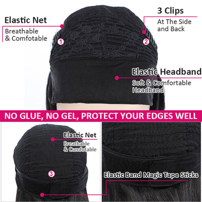 #4/30 Color Highlights Curly Hair Headband Wigs Human Hair Alexwigs