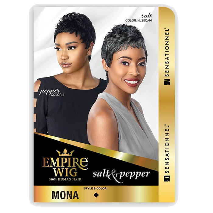 Sensationnel Salt & Pepper Human Hair Empire Wig MONA Alexwigs