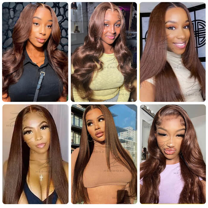 #4 Chocolate Brown 4x4/5x5 Invisible HD Lace Closure Human Hair Wigs With Pre Plucked Natural Hairline Alexwigs