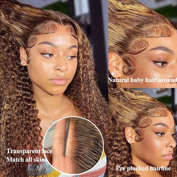 +$9.9 Get A Wig | Highlight Water Wave Drawstring 13x6 HD Lace Front Wigs Virgin Human Hair Pre-Cut Lace 220% Density Alexwigs