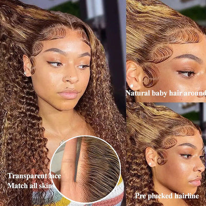 +$9.9 Get A Wig | Highlight Water Wave Drawstring 13x6 HD Lace Front Wigs Virgin Human Hair Pre-Cut Lace 220% Density Alexwigs
