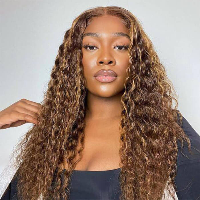 +$9.9 Get A Wig | Highlight Water Wave Drawstring 13x6 HD Lace Front Wigs Virgin Human Hair Pre-Cut Lace 220% Density Alexwigs