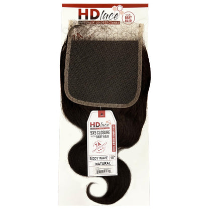 Sensationnel Bare & Natural 7A Unprocessed 100% Virgin Human Hair HD Lace Closure - 5X5 BODY WAVE 10-18" Alexwigs