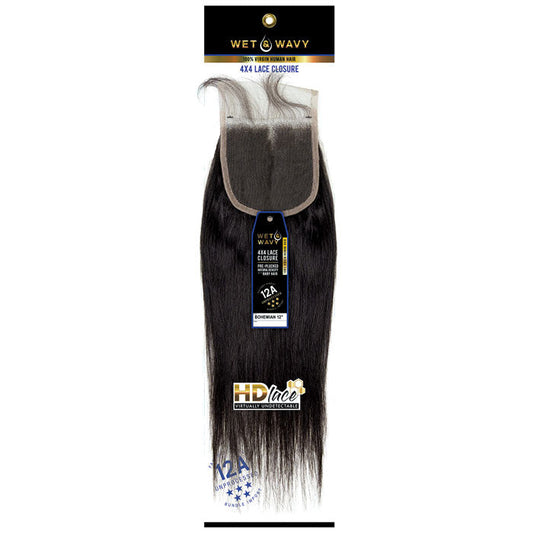 Sensationnel 12A 100% Unprocessed Human Hair Wet & Wavy 4X4 Lace Closure - BOHEMIAN 12" Alexwigs