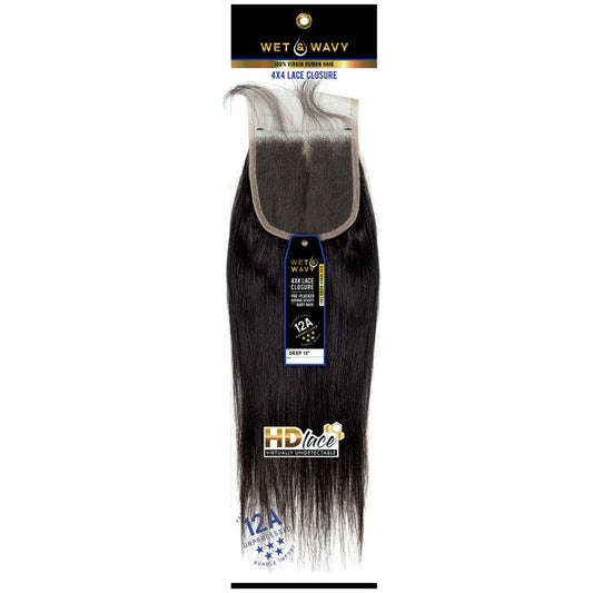 Sensationnel 100% Unprocessed Human Hair Wet & Wavy 4X4 Deep Closure 12 Alexwigs