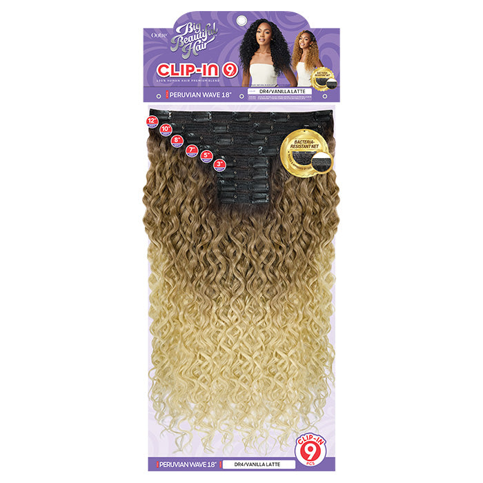 Outre Human Hair Blend Big Beautiful Hair Clip In 9CS - PERUVIAN WAVE 18" Alexwigs