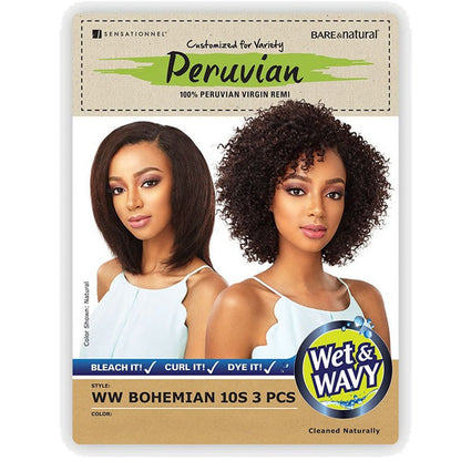 Sensationnel Bare & Natural Peruvian 100% Virgin Remi Weave WW BOHEMIAN 10S 3PCS (Multi Pack) Alexwigs